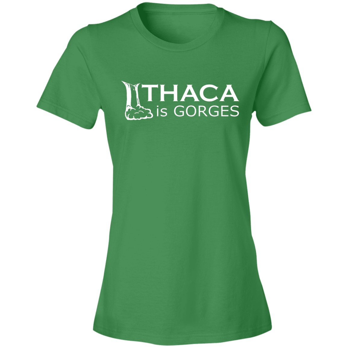 Ithaca is Gorges Lightweight Ladies T-Shirt (White Graphic)