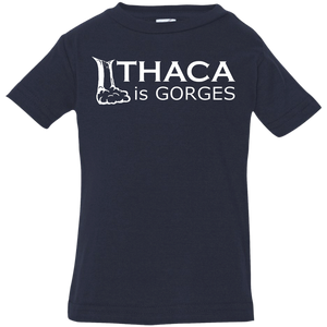 Ithaca is Gorges Infant Jersey T-Shirt (White Graphic)