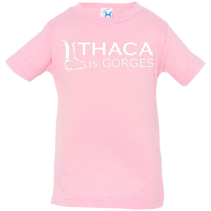 Ithaca is Gorges Infant Jersey T-Shirt (White Graphic)