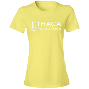 Ithaca is Gorges Lightweight Ladies T-Shirt (White Graphic)
