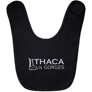 Ithaca is Gorges Baby Bib (White Graphic)