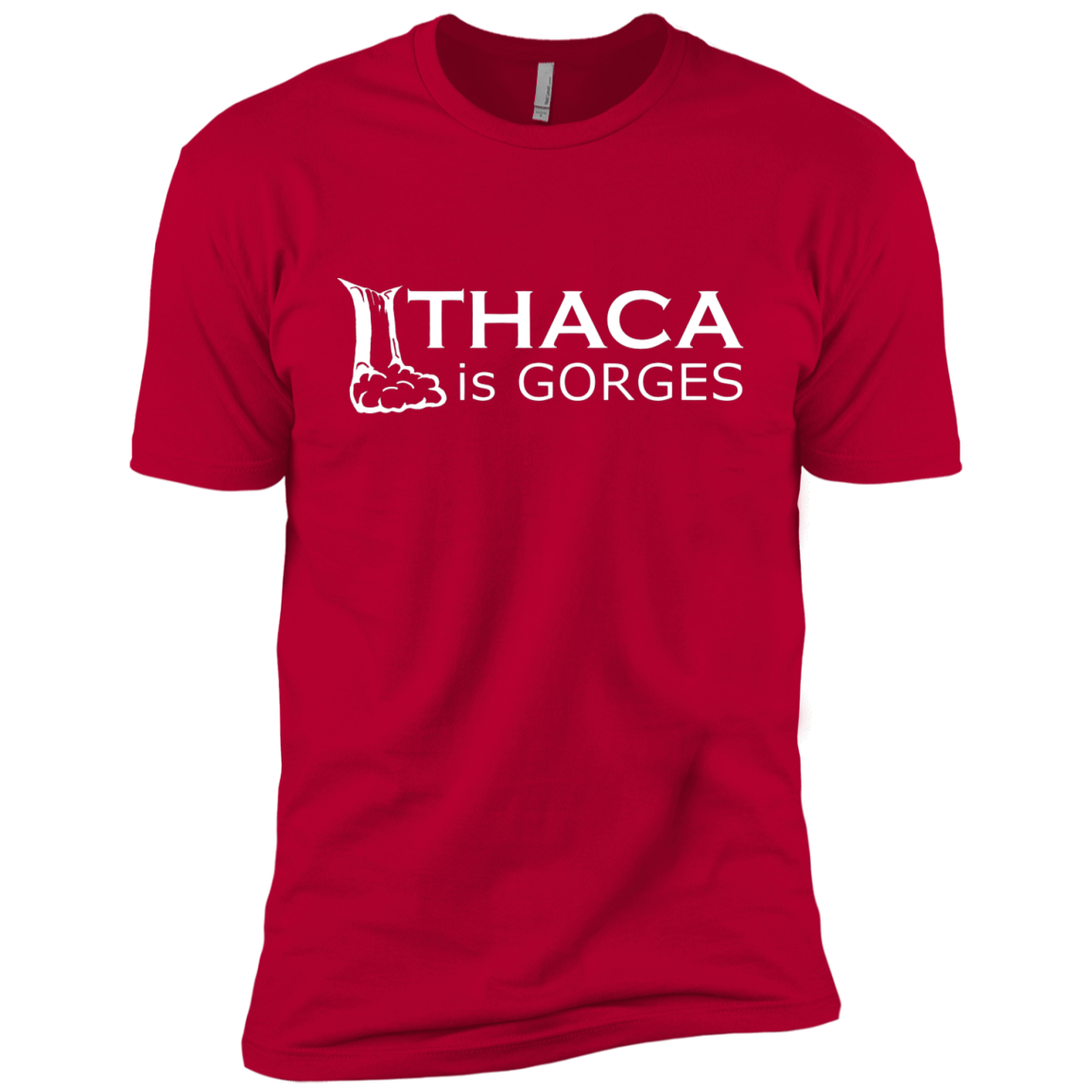 Ithaca is Gorges Youth Cotton T-Shirt (White Graphic)