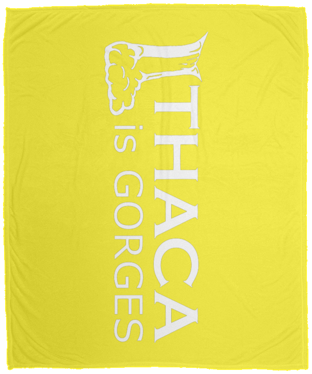 Ithaca Is Gorges Cozy Plush Fleece Blanket - 50x60 (White Graphic)