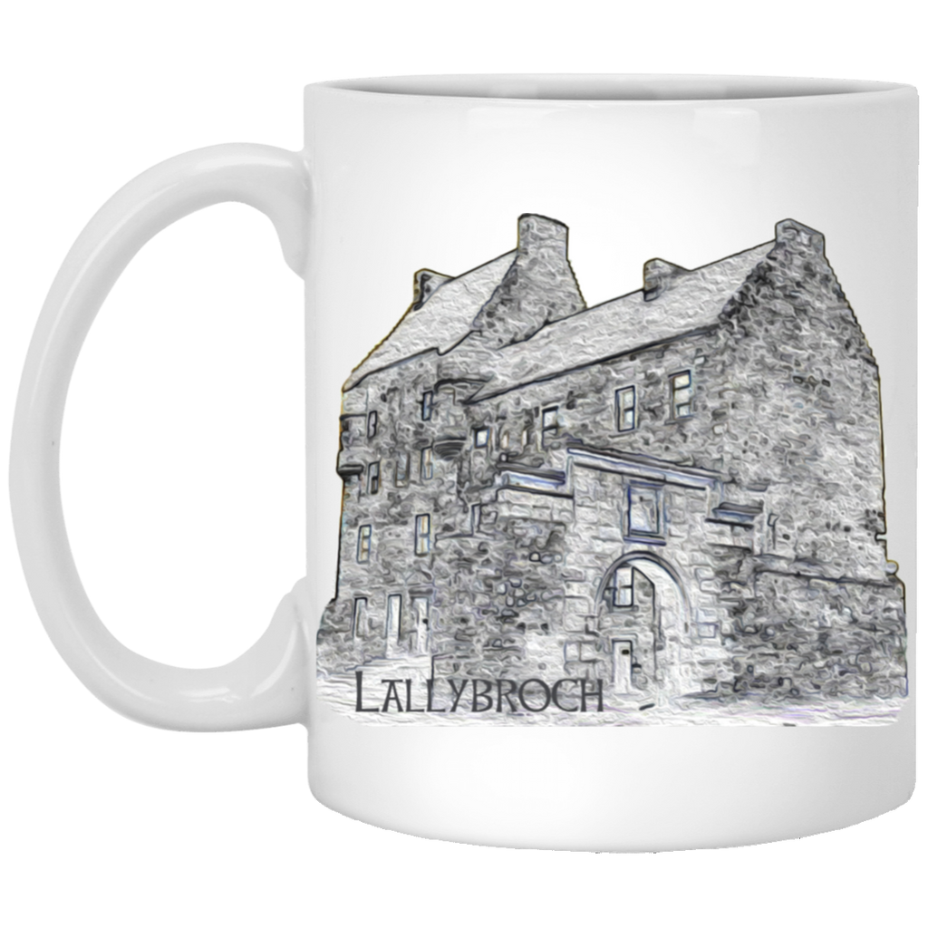 Jamie Fraser Mug | Outlander TV Series | Lallybroch Scottish Castle | JAMMF 11 oz. White Coffee Cup | Ceramic Drinkware