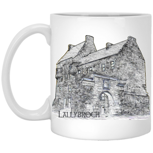 Jamie Fraser Mug | Outlander TV Series | Lallybroch Scottish Castle | JAMMF 11 oz. White Coffee Cup | Ceramic Drinkware