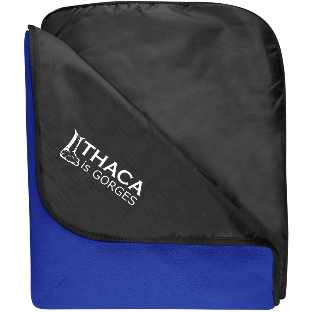 Ithaca Is Gorges Fleece & Poly Travel Blanket (White Graphic)