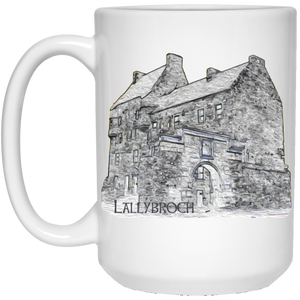 Jamie Fraser Mug | Outlander TV Series | Lallybroch Scottish Castle | JAMMF 15 oz. White Coffee Cup | Ceramic Drinkware