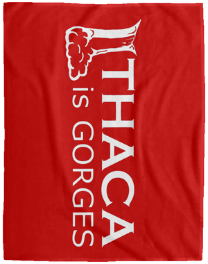 Ithaca Is Gorges Cozy Plush Fleece Blanket - 60x80 (White Graphic)