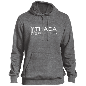 Ithaca Is Gorges Tall Sports Pullover Hoodie (White Graphic on Front)