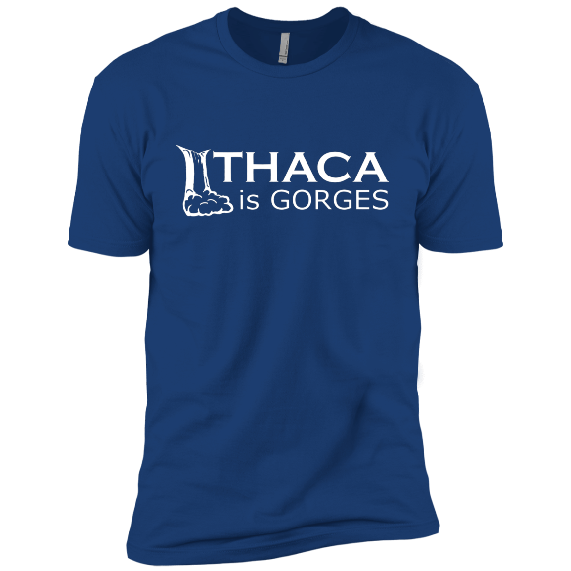 Ithaca is Gorges Youth Cotton T-Shirt (White Graphic)