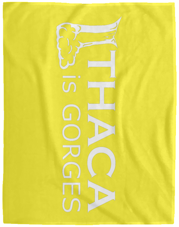 Ithaca Is Gorges Cozy Plush Fleece Blanket - 60x80 (White Graphic)
