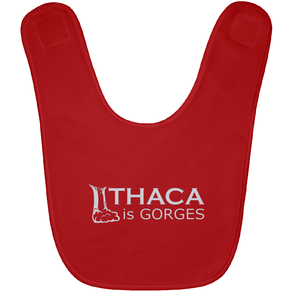 Ithaca is Gorges Baby Bib (White Graphic)
