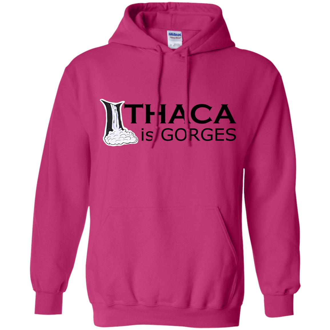 Ithaca Is Gorges Pullover Hoodie 8 oz. (Color Graphic on Front)