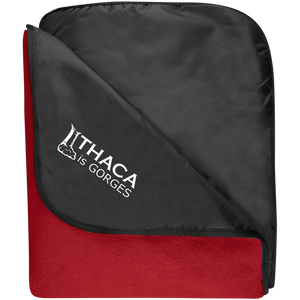 Ithaca Is Gorges Fleece & Poly Travel Blanket (White Graphic)